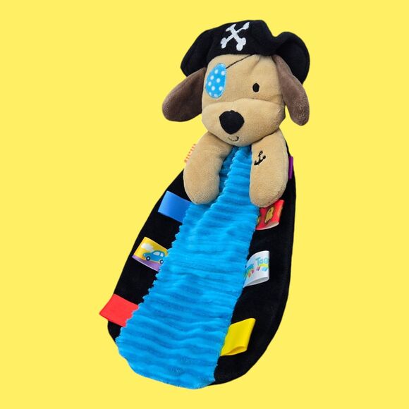 Taggies Pirate Puppy Dog Security Lovey Plush Baby Toy Rattle Satin Tactile Tags - Picture 1 of 8